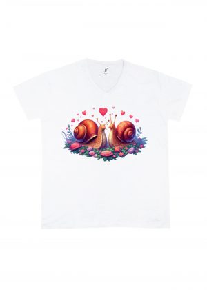 T-shirt blanc col V homme vue de face Visuel Escargots I - Loves Col V Hommes / Escargots ~ Loves