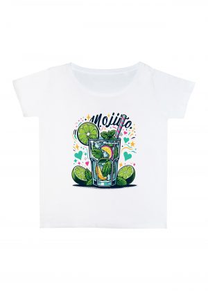 T-shirt blanc col rond large femme vue de face Visuel Apéros I - Eat me, drunk me Col rond Femmes / Apéro I ~ Eat me, drink me