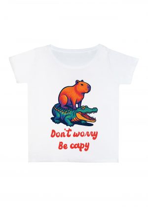 T-shirt blanc col rond large femme vue de face Visuel Capybara I - Humours Col rond Femmes / Capybara ~ Humours
