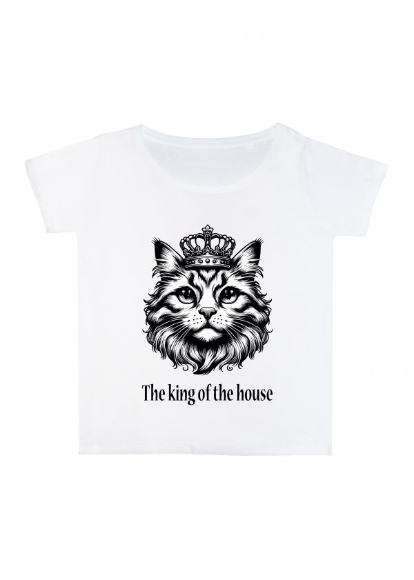 T-shirt blanc col rond large femme vue de face Visuel Chats I - Humours Col rond Femmes / Chat ~ Humours