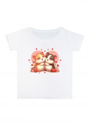 T-shirt blanc col rond large femme vue de face Visuel Hamsters I - Loves Col rond Femmes / Hamsters I ~ Loves