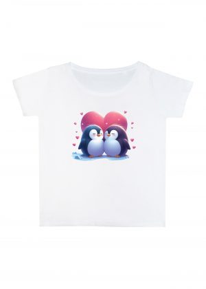 T-shirt blanc col rond large femme vue de face Visuel Pinguins II - Loves Col rond Femmes / Pinguins II ~ Loves
