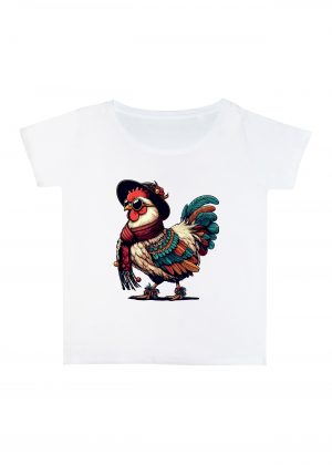 T-shirt blanc col rond large femme vue de face Visuel Poules II - Humours Col rond Femmes / Poule II ~ Humours