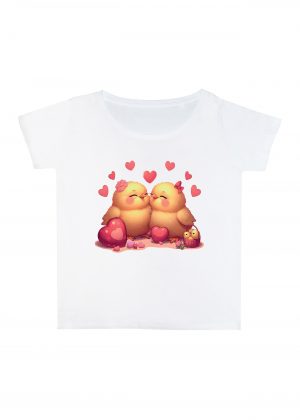 T-shirt blanc col rond large femme vue de face Visuel Poussins I - Loves Col rond Femmes / Poussins ~ Loves