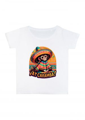T-shirt blanc col rond large femme vue de face Visuel Singes II - Dances & fiestas Col rond Femmes / Singe II ~ Danses & Fiestas