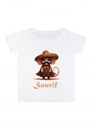 T-shirt blanc col rond large femme vue de face Visuel Souris I - Dances & fiestas Col rond Femmes / Souris ~ Danses & Fiestas