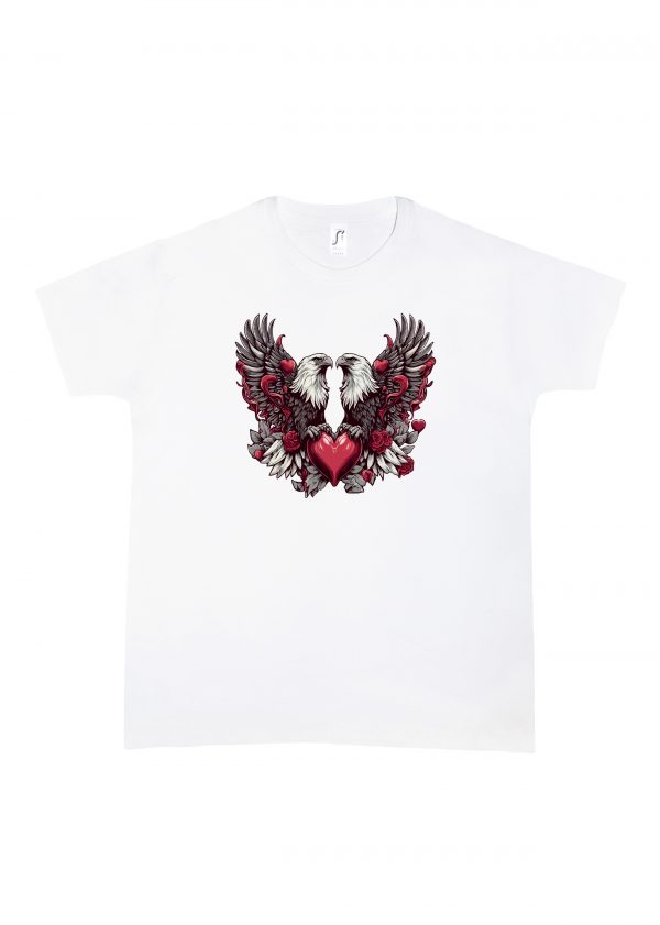 Tshirt blanc col rond homme vue de face Visuel Aigles I - Loves Col rond Hommes / Aigles I ~ Loves