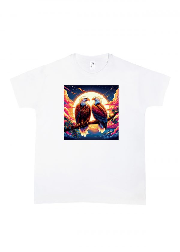 Tshirt blanc col rond homme vue de face Visuel Aigles II - Loves Col rond Hommes / Aigles II ~ Loves
