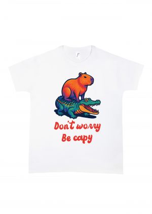 Tshirt blanc col rond homme vue de face Visuel Capybara I - Humours Col rond Hommes / Capybara ~ Humours