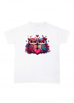 Tshirt blanc col rond homme vue de face Visuel Chouettes I - Loves Col rond Hommes / Chouettes ~ Loves