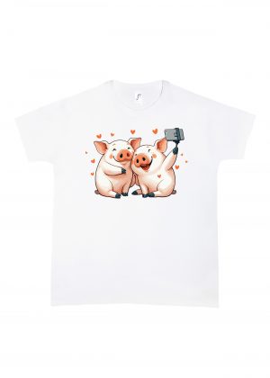 Tshirt blanc col rond homme vue de face Visuel Cochons I - Humours Col rond Hommes / Cochons ~ Loves