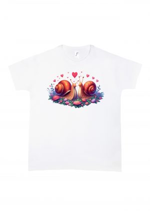 Tshirt blanc col rond homme vue de face Visuel Escargots I - Loves Col rond Hommes / Escargots ~ Loves