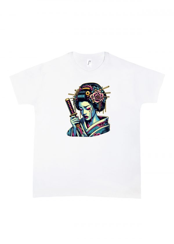 Tshirt blanc col rond homme vue de face Visuel Geishas II - Asia Col rond Hommes / Geïsha II ~ Asia