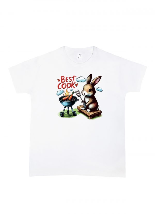 Tshirt blanc col rond homme vue de face Visuel Lapins I - Eat me, drunk me Col rond Hommes / Lapin I ~ Eat me, drink me