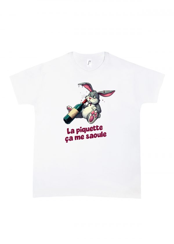 Tshirt blanc col rond homme vue de face Visuel Lapins II - Eat me, drunk me Col rond Hommes / Lapin II ~ Eat me, drink me
