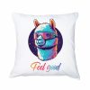 Coussin blanc vue de face Alpaga lunettes futuristes I Housse de coussin Alpaga ~ Colors Vibes
