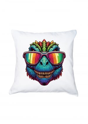 Coussin blanc vue de face Dinosaures lunettes II Housse de coussin Dinosaure II ~ Colors Vibes