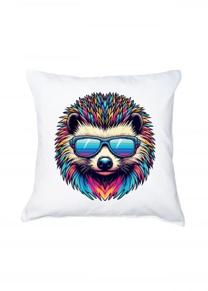 Coussin blanc vue de face Hérissons lunettes futuristes I Housse de coussin Hérisson I ~ Colors Vibes