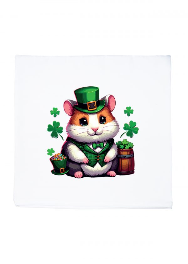 Housse de coussin blanc vue de face Visuel Hamsters I - Saint Patrick Housse de coussin Hamster ~ Saint Patrick