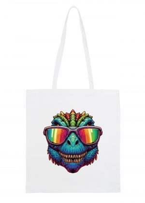 Masque sac tote bag blanc vue de face Dinosaures lunettes II Tote Bag Dinosaure II ~ Colors Vibes