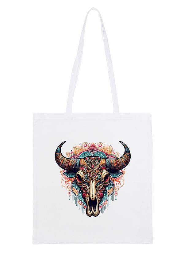 Masque sac tote bag blanc vue de face Visuel Bufles I - Western Tote Bag Bufle I ~ Westerns