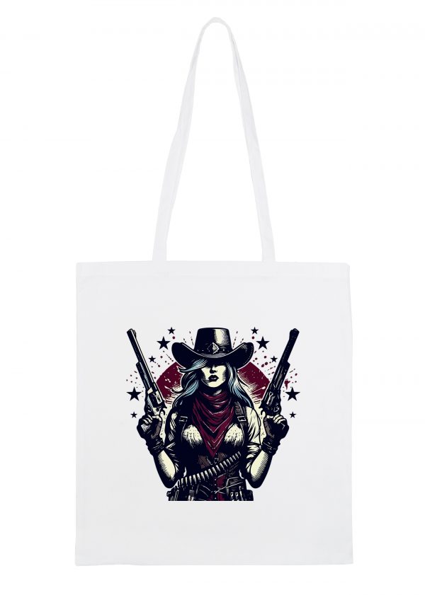 Masque sac tote bag blanc vue de face Visuel Cowboys I - Western Tote Bag Cowboy ~ Westerns