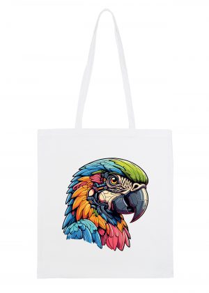 Masque sac tote bag blanc vue de face Visuel Peroquet I - Fantastiques & Sciences fictions Tote Bag Perroquet ~ Fantastiques & Sciences fictions