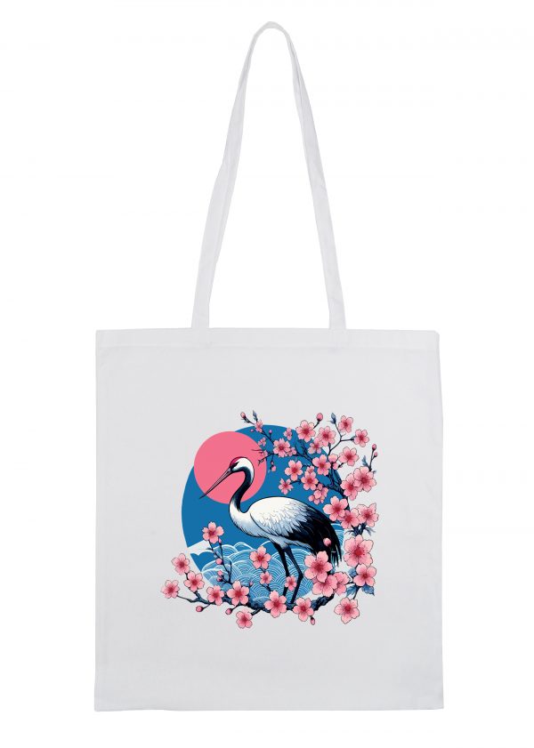 Masque sac tote bag blanc vue de face Visuel Sygognes I - Asia Tote Bag Cigogne ~ Asia