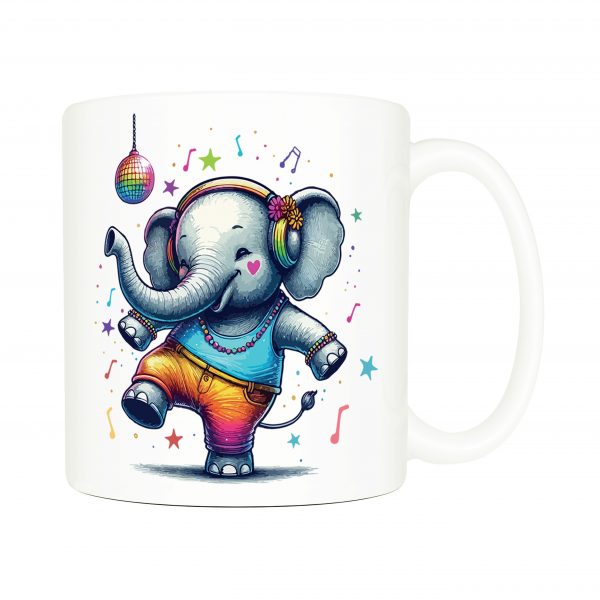 Mug anse côté droit Visuel Eléphants I - Dances & fiestas Mug Eléphant ~ Danses & Fiestas