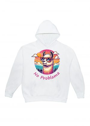 Sweets blanc capuche adultes vue de face Visuel Alpagas II - Animaux Sweats à capuche Unisexe Adultes / Lama III ~ Summers Vibes