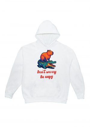 Sweets blanc capuche adultes vue de face Visuel Capybara I - Humours Sweats à capuche Unisexe Adultes / Capybara ~ Humours