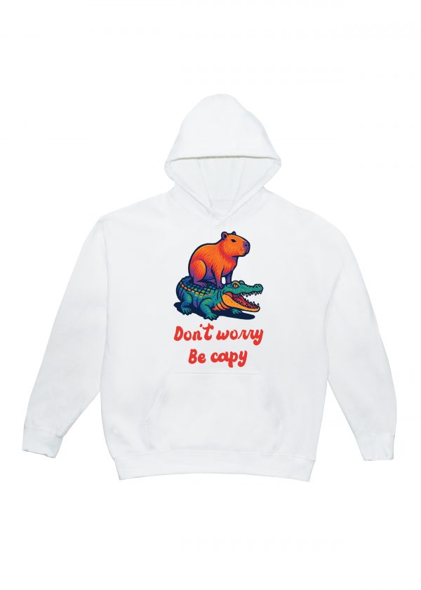 Sweets blanc capuche adultes vue de face Visuel Capybara I - Humours Sweats à capuche Unisexe Adultes / Capybara ~ Humours