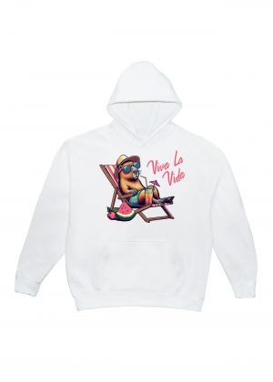 Sweets blanc capuche adultes vue de face Visuel Capybara II - Humours Sweats à capuche Unisexe Adultes / Capybara II ~ Summers Vibes