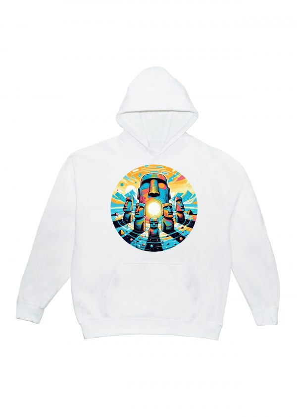 Sweets blanc capuche adultes vue de face Visuel Ile de paques II - Spirituelles Zen Sweats à capuche Unisexe Adultes / Ile de Pâques II ~ Spirituelles & Zen