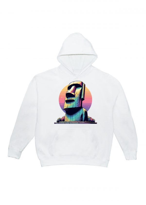 Sweets blanc capuche adultes vue de face Visuel Ile de paques III - Spirituelles Zen Sweats à capuche Unisexe Adultes / Ile de Pâques III ~ Spirituelles & Zen