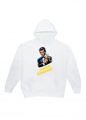Sweets blanc capuche adultes vue de face Visuel James bond I - Humours Sweats à capuche Unisexe Adultes / James Banana ~ Humours