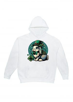 Sweets blanc capuche adultes vue de face Visuel Lapins I - Saint Patrick Sweats à capuche Unisexe Adultes / Lapin ~ Saint Patrick