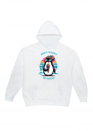 Sweets blanc capuche adultes vue de face Visuel Pinguins I - Eat me, drunk me Sweats à capuche Unisexe Adultes / Pinguin ~ Eat me & Drink me