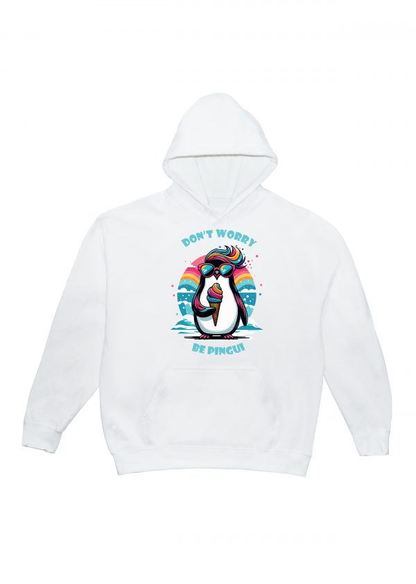 Sweets blanc capuche adultes vue de face Visuel Pinguins I - Eat me, drunk me Sweats à capuche Unisexe Adultes / Pinguin ~ Eat me & Drink me