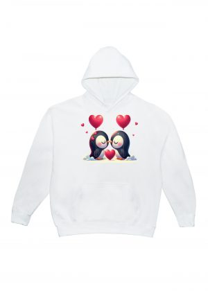 Sweets blanc capuche adultes vue de face Visuel Pinguins I - Loves Sweats à capuche Unisexe Adultes / Pinguins I ~ Loves
