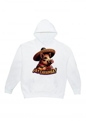 Sweets blanc capuche adultes vue de face Visuel Sangliers I - Dances & fiestas Sweats à capuche Unisexe Adultes / Sanglier ~ Danses & Fiestas