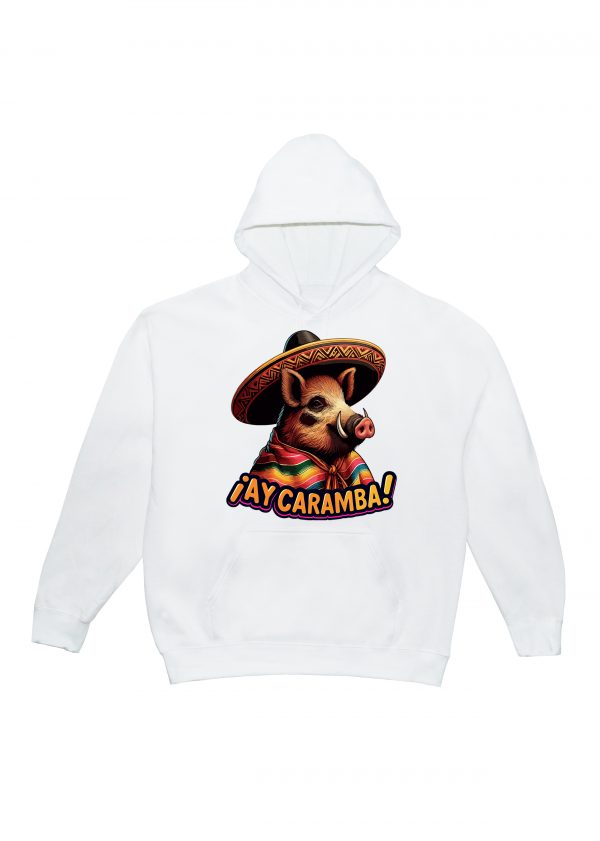 Sweets blanc capuche adultes vue de face Visuel Sangliers I - Dances & fiestas Sweats à capuche Unisexe Adultes / Sanglier ~ Danses & Fiestas