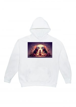 Sweets blanc capuche adultes vue de face Visuel Souris I - Loves Sweats à capuche Unisexe Adultes / Souris ~ Loves