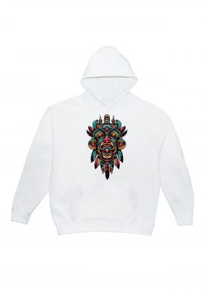 Sweets blanc capuche adultes vue de face Visuel Totems I - Spirituelles Zen Sweats à capuche Unisexe Adultes / Totem I ~ Spirituelles & Zen