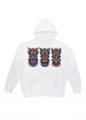 Sweets blanc capuche adultes vue de face Visuel Totems II - Spirituelles Zen Sweats à capuche Unisexe Adultes / Totems II ~ Spirituelles & Zen