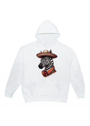 Sweets blanc capuche adultes vue de face Visuel Zèbres I -Dances & fiestas Sweats à capuche Unisexe Adultes / Zèbre I ~ Danses & Fiestas