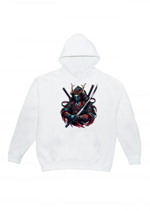 Sweets blanc capuche adultes vue de face Visuel samourai I - Asia Sweats à capuche Unisexe Adultes / Samouraï I ~ Asia