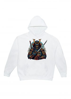 Sweets blanc capuche adultes vue de face Visuel samourai II - Asia Sweats à capuche Unisexe Adultes / Samouraï II ~ Asia