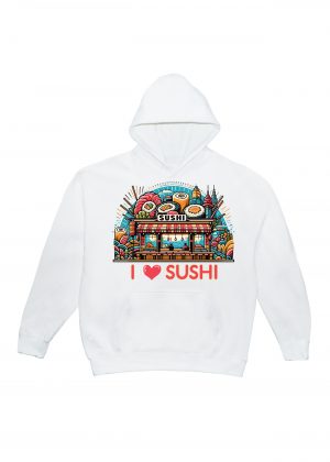 Sweets blanc capuche adultes vue de face Visuel sushis II - Asia Sweats à capuche Unisexe Adultes / Sushis II ~ Asia