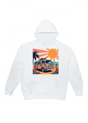 Sweets blanc capuche adultes vue de face Visuel van II - Véhicules Sweats à capuche Unisexe Adultes / Van II ~ Vintages Cars